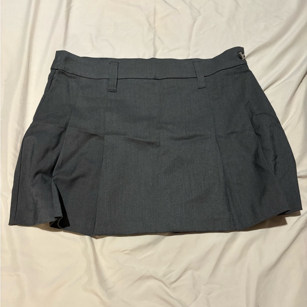 Dark Gray Pleated Mini Skirt
